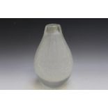 A HEAVY STUDIO GLASS VASE, the inner frosted effect design having a crackle finish, H 24 cm