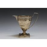 A HALLMARKED SILVER CREAM JUG - LONDON 1794, H 13.25 cm