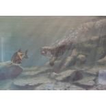 NIGEL HEMMING (XX). British school, study of an otter chasing a fish 'Trivial Pursuit', signed in