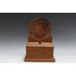 AN UNUSUAL BOX MADE OF TEAK FROM THE HMS IRON DUKE, see plaque, H 24.5 cm