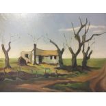 HENK VAN LEEUWEN (1890-1972). Dutch school impressionist desolate wooded landscape with cottage,