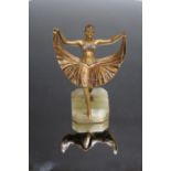 A NAM GREB / BERGMAN TYPE COLD PAINTED EROTIC COLD PAINTED BRONZE FIGURE OF A LADY, on onyx base,