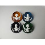 FOUR ROYAL COMMEMORATIVE BACCARAT GLASS CAMEO PAPERWEIGHTS, comprising HM Queen Elizabeth II, HRH