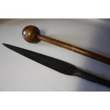 A ZULU KNOBKERRIE, L 105 cm, together with a stabbing spear, L 115 cm (2)