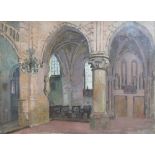 ENGLISH SCHOOL (XX). Church interior, unsigned, oil on canvas, unframed, 60 x 81 cm