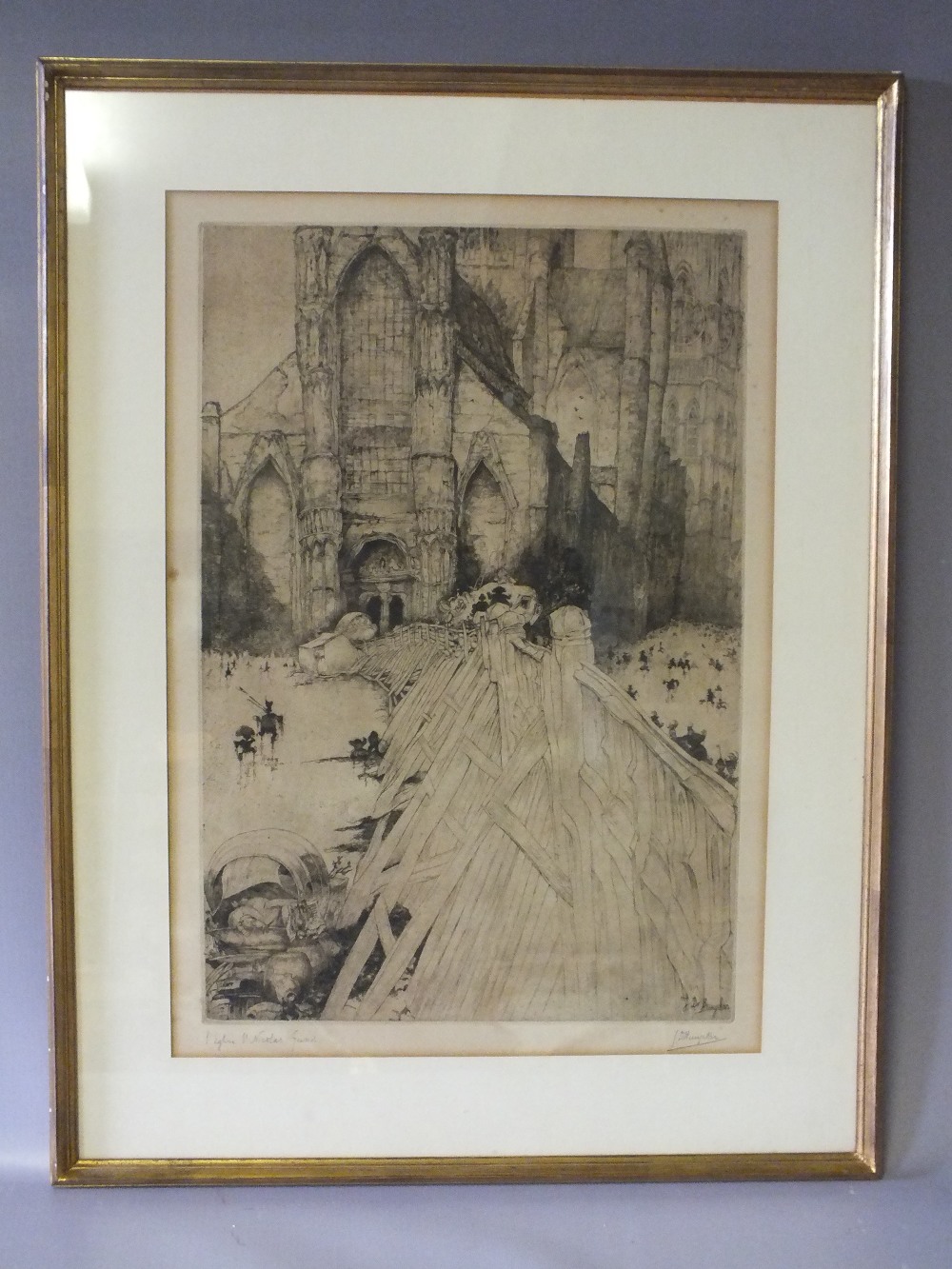 JULES DE BRUCKYER (1870-1945). 'The Church of St. Nichols Gand', inscribed, signed in pencil lower - Image 2 of 6