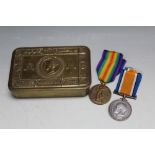 A PAIR OF WWI MEDALS AWARDED TO DVR E MORGAN, 532274 Royal engineer together with 1914 christmas