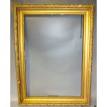 A 19TH CENTURY GILT FRAME WITH ACANTHUS LEAF DESIGN TO EDGE, frame W 10 cm, rebate size 84 x 59 cm