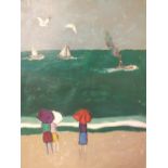CASSIGNEUL (XX). Continental school, impressionist coastal beach scene with three women with