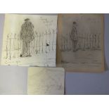 CIRCLE OF LAURENCE STEPHEN LOWRY (1887-1976). Two studies of tramps by railings in Salford, both