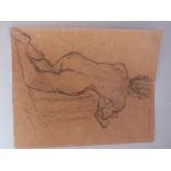 CIRCLE OF HENRY MOORE (1898-1986). Double sided studies of kneeling female nudes, bears signatures