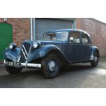 A 1956 BLUE CITROEN FOUR DOOR SALOON TYPE B11 (LIGHT FIFTEEN) REG No. '805 XUC', 1911 cc, with MOT