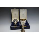 TWO HALLMARKED SILVER LIMITED EDITION CHALICES BY MAPPIN & WEBB - LONDON 1972, engraved with QEII