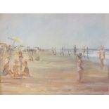 CIRCLE OF PATRICK DOWNIE (1854-1945). Scottish school, impressionist beach scene with numerous