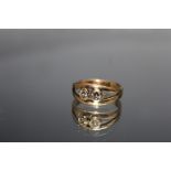 A TWO STONE DIAMOND SPLIT BAND RING, ring size S