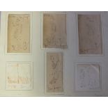 JOHN THOMPSON (XX). Northern industrial school, six studies of figures and cats, all signed in