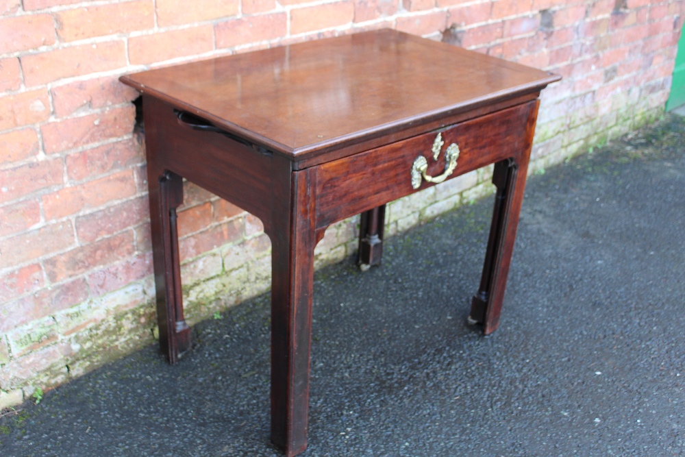 A GEORGIAN MAHOGANY CHIPPENDALE PERIOD ARCHITECTS TABLE, the hinged top with adjustable ratchet - Image 3 of 12
