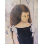 (XX). Continental school, modernist portrait study of a young girl, indistinctly signed lower