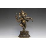 A CAST MODEL OF GANESHA, resting a foot upon a rat, H 31.5 cm