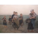 CONSTANT ARTZ (1870-1951). Dutch school, moorland landscape with women and children on a track,