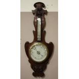 A MAHOGANY ART NOUVEAU WALL HANGING BAROMETER, by S.A. Yorke, 13 New Street, Birmingham, H 86 cm