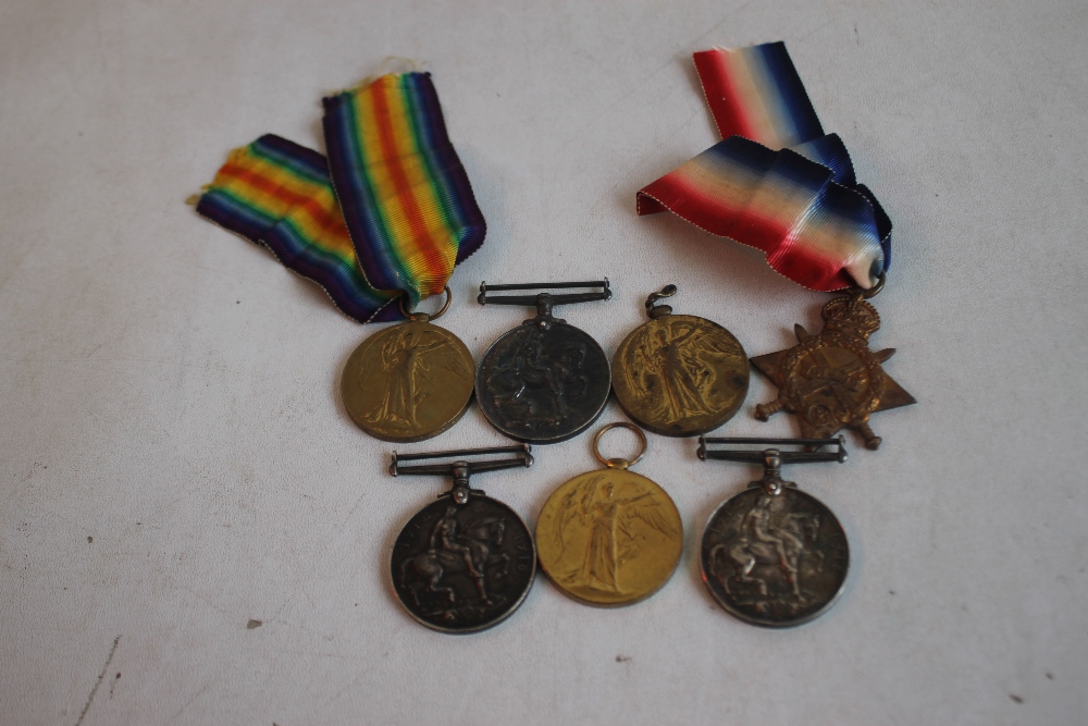 SEVEN FIRST WORLD WAR MEDALS to include Trio (Star Medal, British War Medal & Victory Medal) for