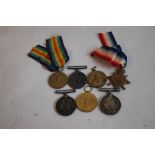 SEVEN FIRST WORLD WAR MEDALS to include Trio (Star Medal, British War Medal & Victory Medal) for