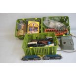 THREE BOXES OF DUBLO MODEL RAILWAY to include two Lima 33024 engines, a Hornby girder bridge,