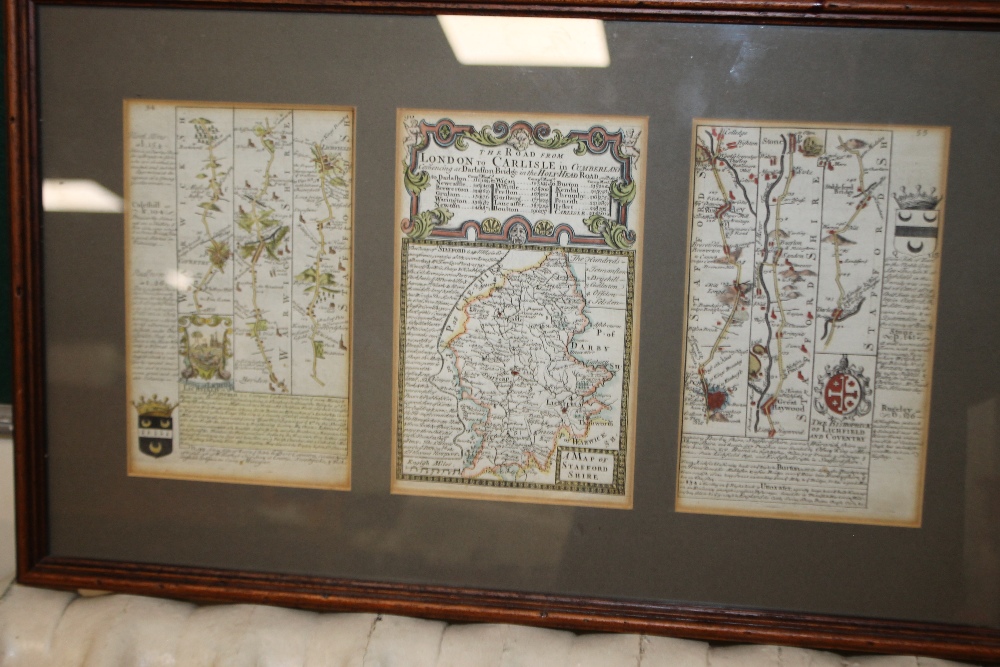 OWEN & BOWEN COUNTY MAP OF STAFFORDSHIRE double framed with two Owen & Bowen road strips showing - Image 4 of 4