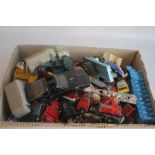 A QUANTITY OF PLAYWORN DIECAST AND OTHER VEHICLES to include Dinky, Corgi, Matchbox, Solido,