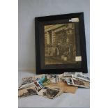 A COLLECTION OF VARIOUS BRITISH AND WORLDWIDE POSTCARDS together with a framed photograph 'At The