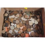 A BOX OF MOSTLY BRITISH PRE-DECIMAL COINS