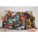 A QUANTITY OF PLAYWORN DIECAST VEHICLES BY DINKY, CORGI, LONE STAR ETC