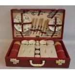 A BREXTON VINTAGE SIX PLACE SETTING PICNIC SET, complete with Brexton cutlery