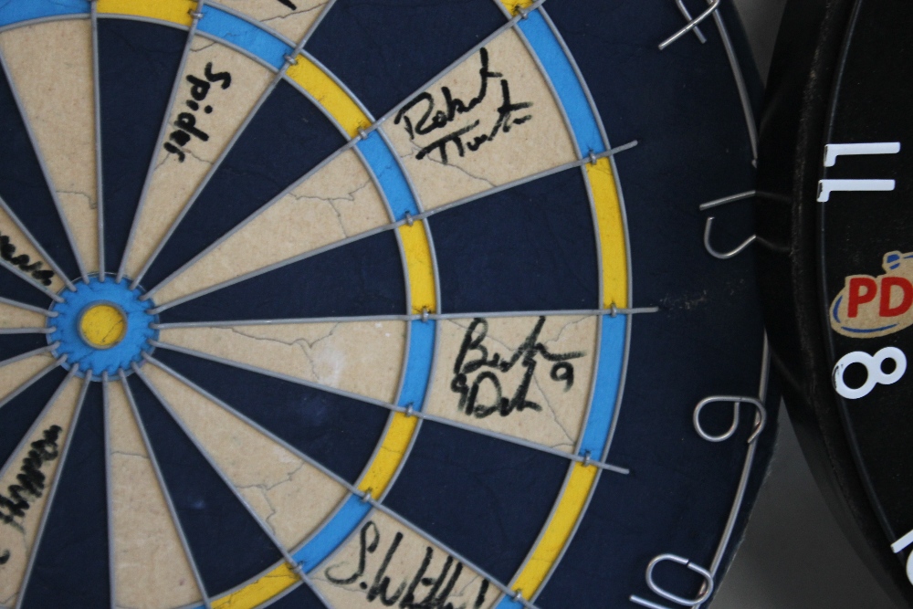 TWO AUTOGRAPHED MATCH DART BOARDS ONE FROM WOLVERHAMPTON BEARING VARIOUS SIGNATURES, TO INCLUDE, - Image 3 of 6