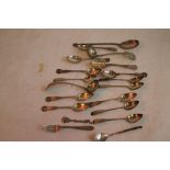 A QUANTITY OF ASSORTED SILVER AND WHITE METAL SPOONS ETC.