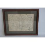 WILLIAM KIP MAP OF STAFFORDSHIRE, c.1637, uncoloured, 43 x 54 cm including frame