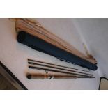 HOUSE OF HARDY - A HARDY FOUR PIECE SALMON FLY ROD, #10 in a canvas bag and a hard carry case