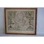 JOHN SPEED MAP OF STAFFORDSHIRE early 17th Century Sudbury & Humble, later hand colour, good