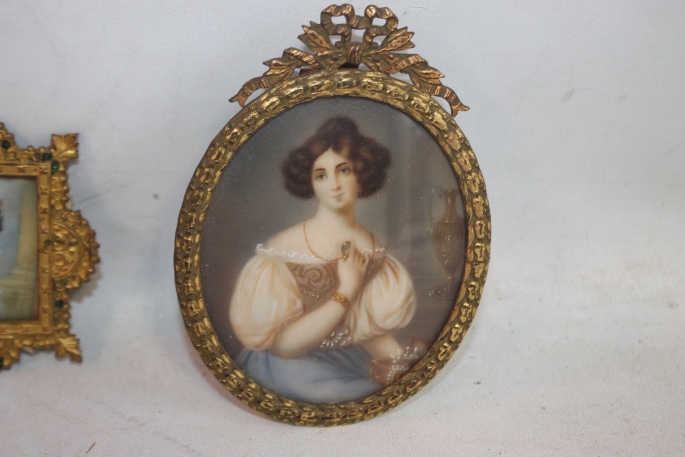 TWO FRAMED AND GLAZED PORTRAIT MINIATURES OF LADIES (2) - Image 3 of 3