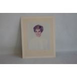 PRINCESS DIANA, PORTRAIT PHOTOGRAPH ON BOARD SIGNED BELOW "DIANA 1988", the photograph showing Diana