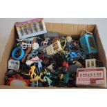 A LARGE QUANTITY OF VARIOUS PLASTIC FIGURES (SOME BOXED,) to include cowboys, indians, soldiers,