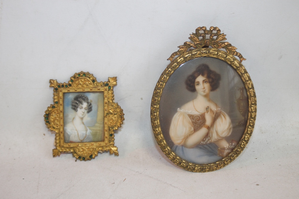 TWO FRAMED AND GLAZED PORTRAIT MINIATURES OF LADIES (2)