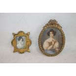 TWO FRAMED AND GLAZED PORTRAIT MINIATURES OF LADIES (2)