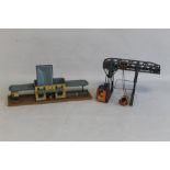 A BILLER TINPLATE CLOCKWORK WHARF CRANE together with a Bub tinplate 'O' gauge station