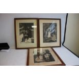THREE FRAMED AND GLAZED EDWARDIAN ENGRAVINGS, titled 'His First Christmas', 'Home Again' and '