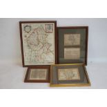 RICHARD BLOME MAP OF STAFFORDSHIRE c.1673 hand colour, 38 x 29 cm including frame together with