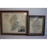 GREENWOOD MAP OF STAFFORDSHIRE c.1830, with vignette of Lichfield cathedral, 73 x 83 cm including