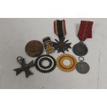 A SMALL COLLECTION OF VARIOUS GERMAN MEDALS ETC. to include War Merit Cross 2nd Class with swords