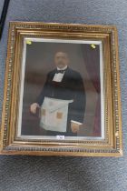 A FRAMED AND GLAZED OIL LAID ON CANVAS OF A MASONIC GENTLEMAN